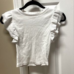 Zara ruffle sleeve ribbed crop top